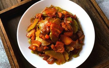 Chayote Fried Pork Belly