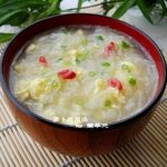 The cooked shredded radish egg soup,