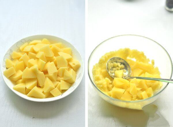 Peel and cut the potatoes,