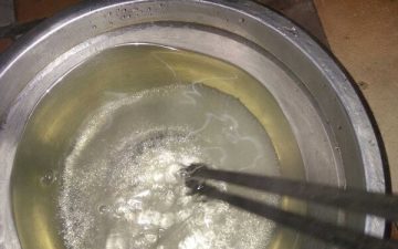 Rinse out the sugar with warm water
