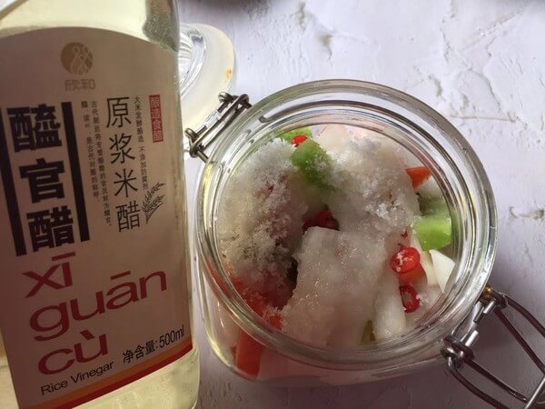 Add sugar and rice vinegar