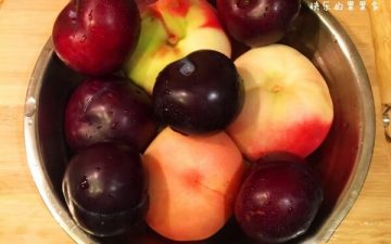 Wash peaches and plums