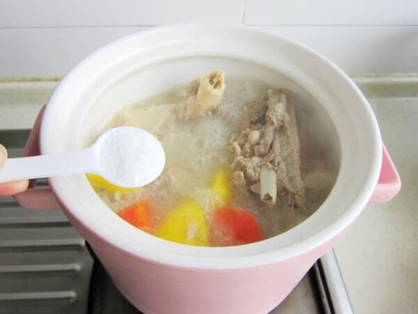 Add salt and simmer for about 5 minutes
