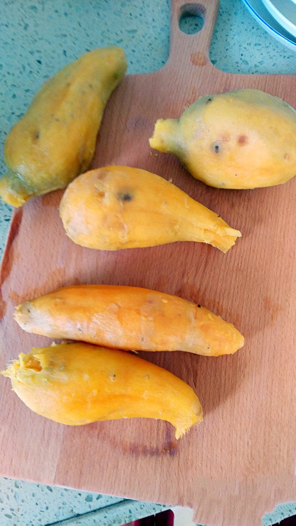 Peel the sweet potatoes.