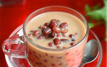 Red bean milk tea.