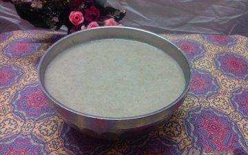 Pour soy milk into bowl