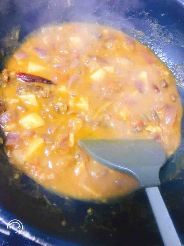 At this time, the potatoes have been partially cooked