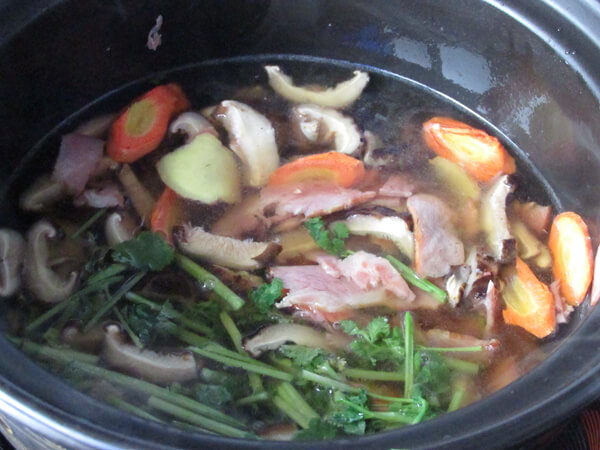 Add water to soak mushrooms