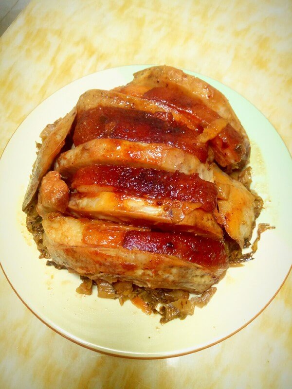 Garnishing Meat With Taro