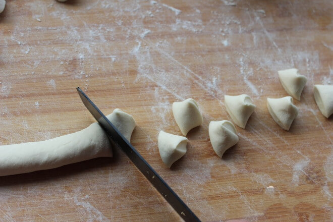 Roll the dough into long strips.