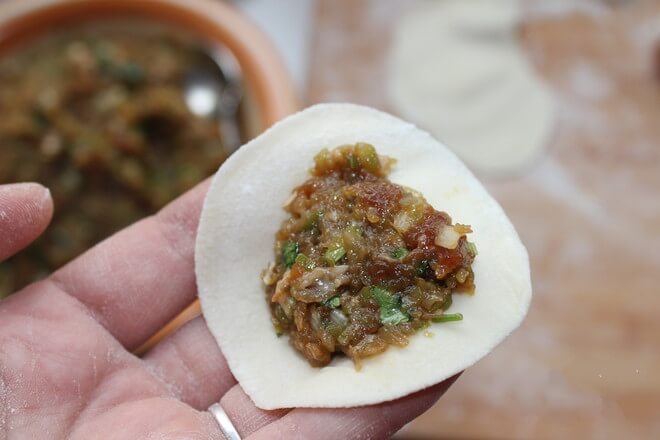 Take a dumpling wrapper
