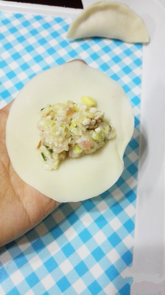 Then, take out the dumpling wrapper