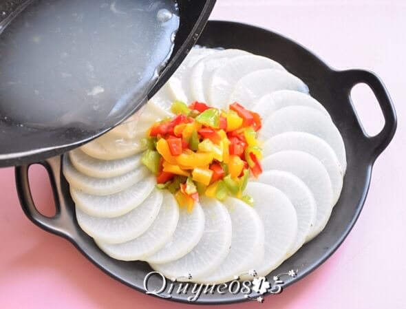 Use steamed radish soup or a little less water in the pot,