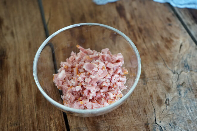 Bacon cut into small pieces
