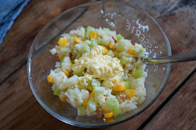 I made a lot of mashed potatoes today, so I took some and made a mashed potato salad