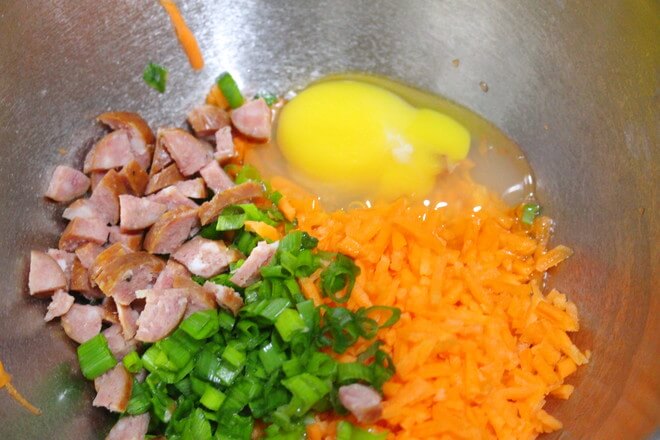 Beat an egg and add salt