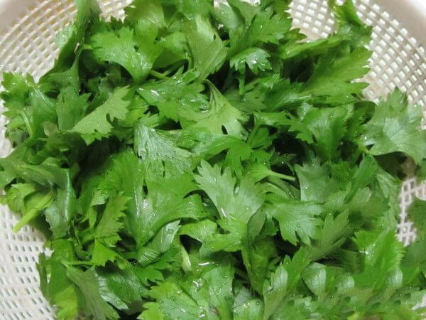 Wash the celery leaves