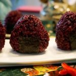 The Rice Balls with Purple Rice and Pork Floss